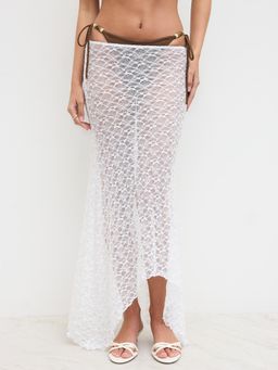 Cider - Floral Asymmetrical Hem See Through Cover Up