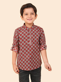 Fabindia - Red Cotton Bagh Printed Short Kurta