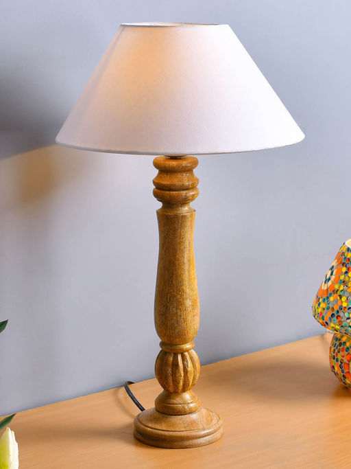 Homesake Victorian Natural Table Lamp White Cone