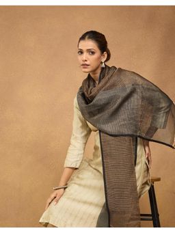 Fabindia - Black Linen Blend Stole - Black