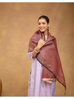 Fabindia - Maroon Linen Blend Stole - Maroon