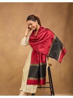 Fabindia - Red Silk Stole - Red