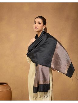 Fabindia - Black Silk Stole - Black