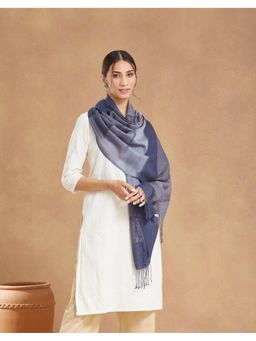 Fabindia - Blue Wool Blend Stole - Blue