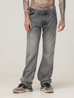 VUDU - Grey Solid Loose Fit Jeans