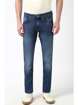 Peter England - Navy Blue Solid Skinny Fit Jeans