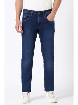 Peter England - Navy Blue Solid Skinny Fit Jeans