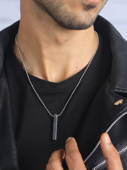 Priyaasi - Cuboid Drop Silver Plated Necklace for Men