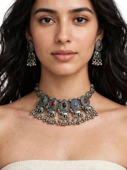 RUNORAA - Heritage Elephant Craft Choker Set