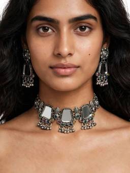 RUNORAA - Ghoomar Tribal Oxidized Set