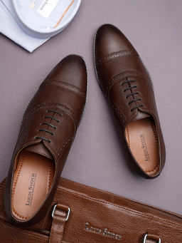 Louis Stitch - Men Brunette Brown Formal Lace Up Oxford Shoes
