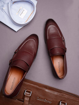 Louis Stitch - Men Rosewood Leather Shoes Slip-on Style Comfortable Monks