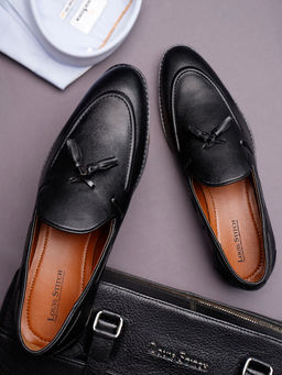 Louis Stitch - Obsidian Black Shoes Comfortable Tassel Boat Shoes for Men