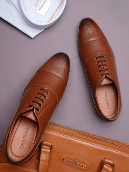 Louis Stitch - Men Russet Tan Formal Lace Up Derby Shoes