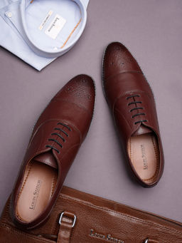 Louis Stitch - Men Rosewood Formal Lace Up Derby Shoes