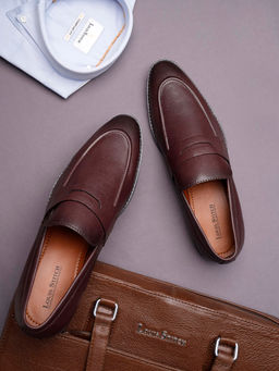 Louis Stitch - Men Rosewood Formal Slip On Moccasin Shoes