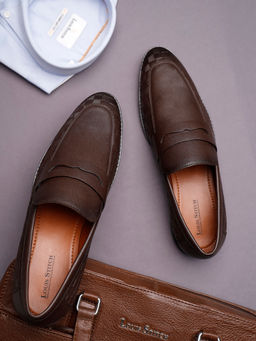 Louis Stitch - Brown Leatherette Loafers Formal Shoes (Set of 5)