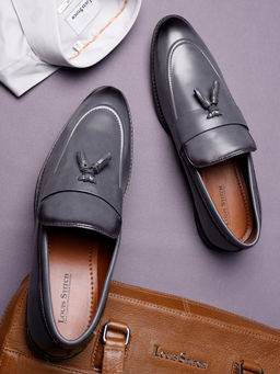 Louis Stitch - Mens Leatherette Formal Slip On Tassel Moccasins Grey
