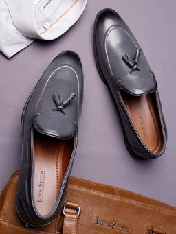 Louis Stitch - Mens Leatherette Formal Slip On Tassel Moccasins Grey