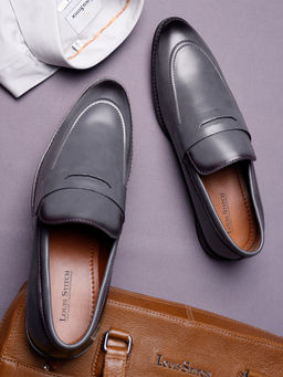 Louis Stitch - Men Ash Grey Formal Slip On Moccasin Shoes