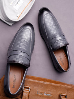 Louis Stitch - Mens Leatherette Formal Loafers Grey