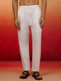 Vastramay - Cotton Solid Pyjama for Men - White