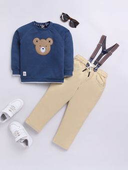 Hopscotch - 2-Piece Teddy Applique T-Shirt and Pant with Suspender