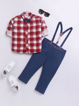 Hopscotch - 2-Piece Plaid Print Shirt and Pant with Suspender
