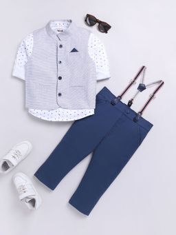 Hopscotch - 3-Piece Micro Print Shirt and Pant with Waist Coat