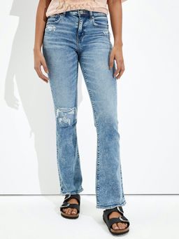 American Eagle - Blue Solid Straight Fit Jeans