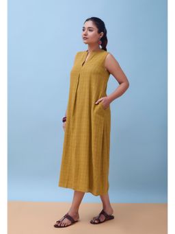 House of Mantra - Women Yellow Checks Dress