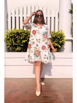 Studio Rabha - Gul White Knee Length Dress