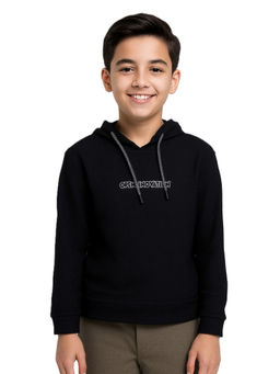 CAVIO - Boys Black Full Sleeve Solid Hoodie
