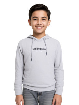 CAVIO - Boys Grey Full Sleeve Solid Hoodie