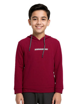 CAVIO - Boys Maroon Full Sleeve Solid Hoodie