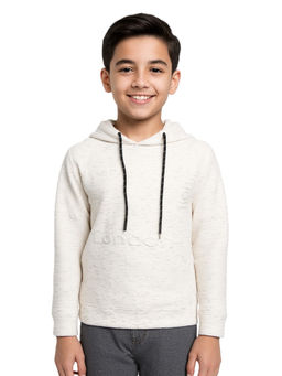 CAVIO - Boys White Kids Embossed Typography Full Sleeve Hoodie