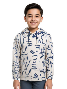 CAVIO - Boys White Kids Printed Hoodie