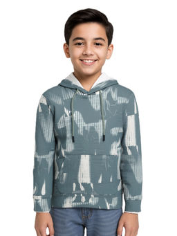 CAVIO - Boys Green Kids Printed Hoodie