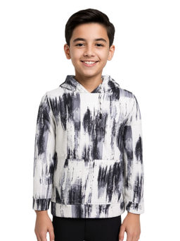 CAVIO - Boys Grey Kids Printed Hoodie