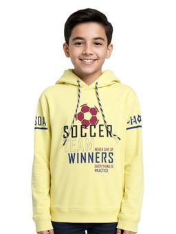CAVIO - Boys Yellow Regular Fit Typography Hoodie