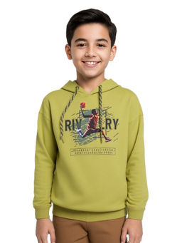 CAVIO - Boys Yellow Graphic Print Cotton Blend Hoodie