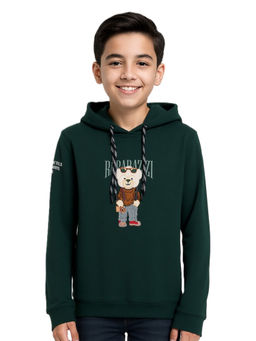 CAVIO - Boys Green Embroidered Hoodie
