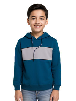 CAVIO - Boys Teal Culture Friendly Colorblock Hoodie