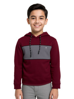 CAVIO - Boys Maroon Culture Friendly Colorblock Hoodie