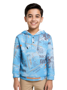 CAVIO - Boys Blue Soft Cotton Blend Hoodie