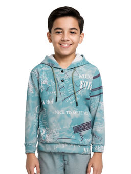 CAVIO - Boys Green Soft Cotton Blend Hoodie