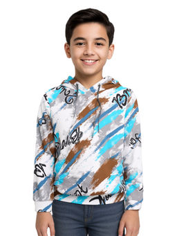 CAVIO - Boys Grey Cotton Printed Full Sleeves Hoodie