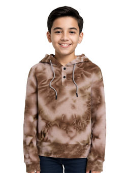 CAVIO - Boys Brown Full Sleeves Tie & Dye Hoodie