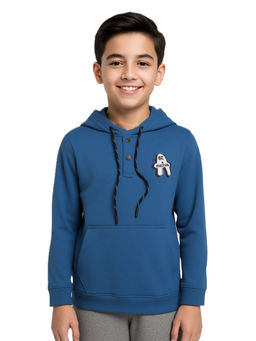CAVIO - Boys Blue Cotton Lycra Full Sleeves Hoodie