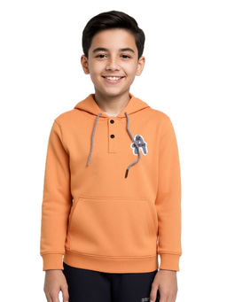 CAVIO - Boys Orange Cotton Lycra Full Sleeves Hoodie